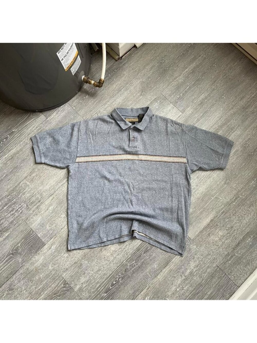 Blue / Cream Vintage “Naturalife” Striped Soft Cotton Polo Shirt